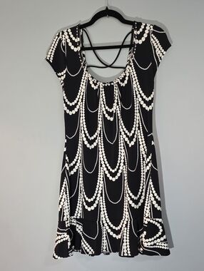 White House Black Market Black & White Beaded-Print Mini Dress